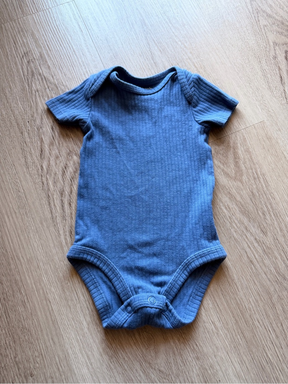 Carter's Ribbed Blue Short-Sleeve Baby One-Piece